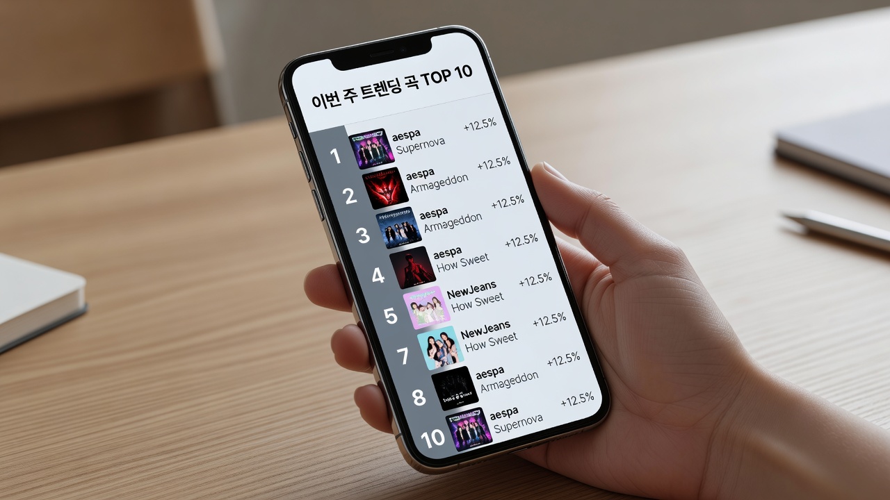 이번 주 가장 많이 재생된 트렌딩 곡 TOP 10 — 트렌딩 곡 추천