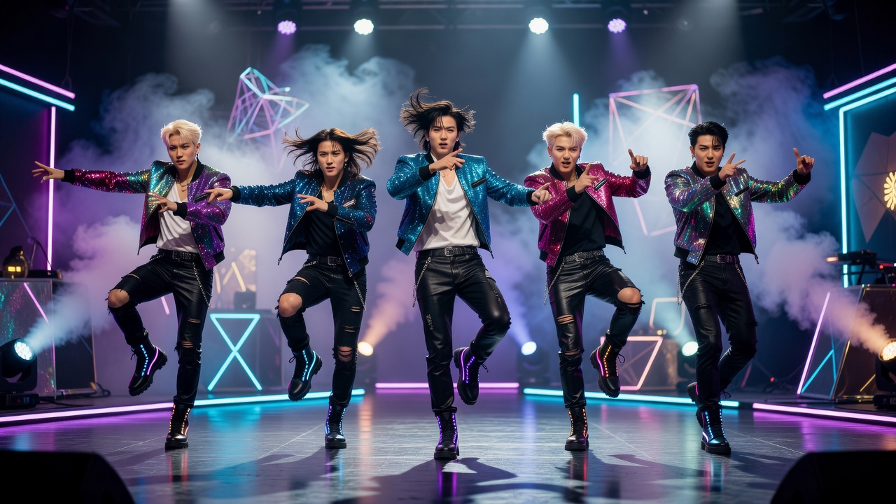 콘셉트 분석 목차를 시각화한 K-pop 아이돌 퍼포먼스 장면