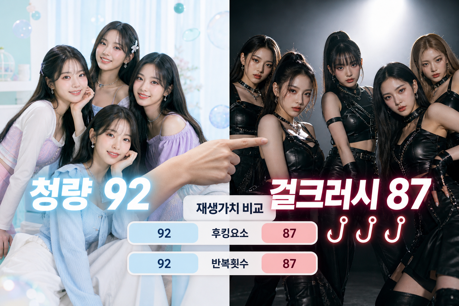 아이돌 신곡 콘셉트별 신곡 콘셉트 재생 가치 비교